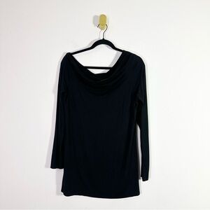 Vince Black Off the Shoulder Draped Long Sleeve Tunic Top